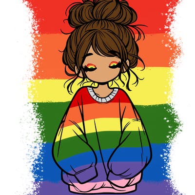 girl with baggy sweatshirt and messy bun