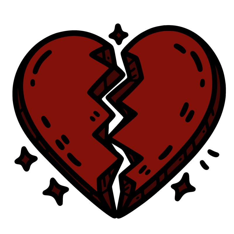split in half heart
