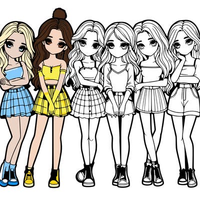 a group of girls realistic