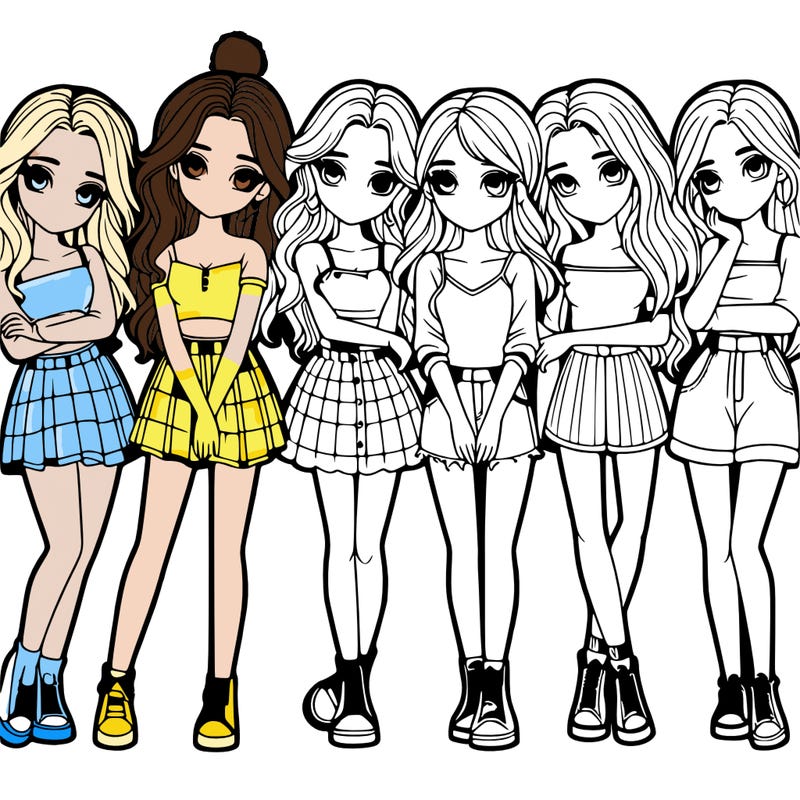 a group of girls realistic