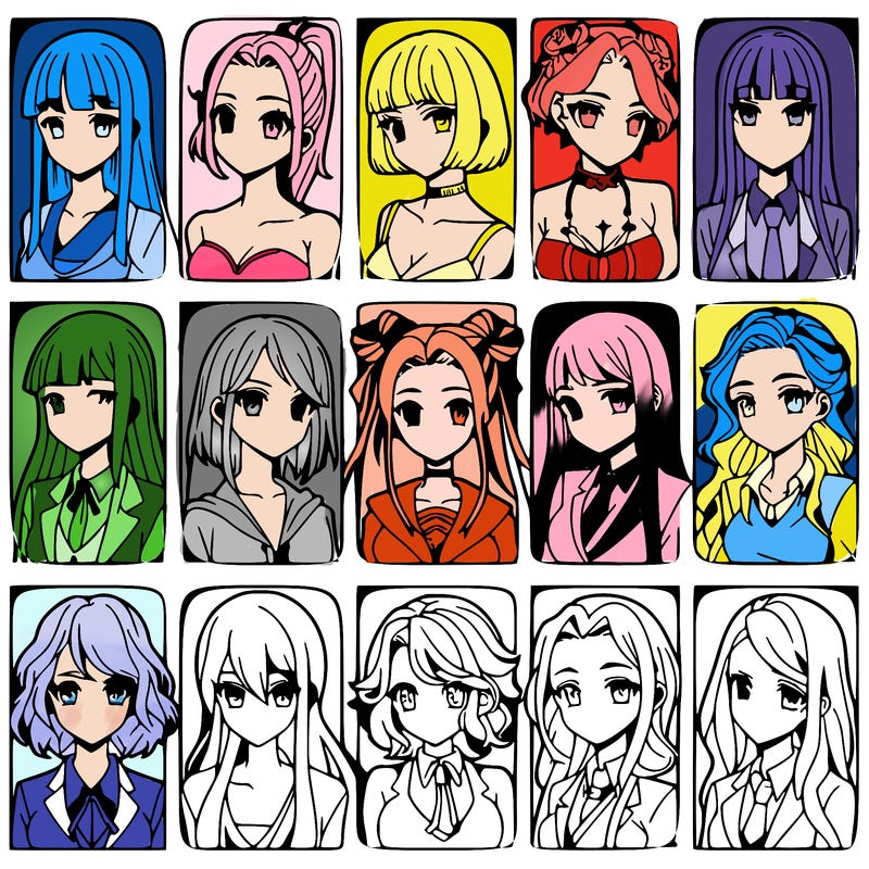 girls that look diffrent anime