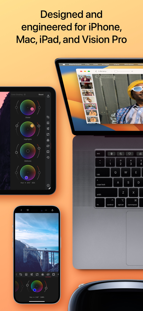 Darkroom: Photo & Video Editor - Darkroom Editor-Oberfläche auf iPhone, Mac, iPad und Vision Pro Geräten