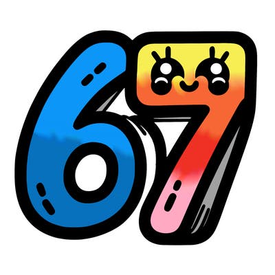 the numbers 67