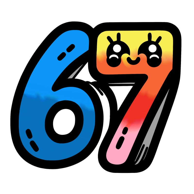 the numbers 67