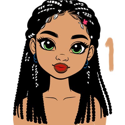 a realistic black girl with braids