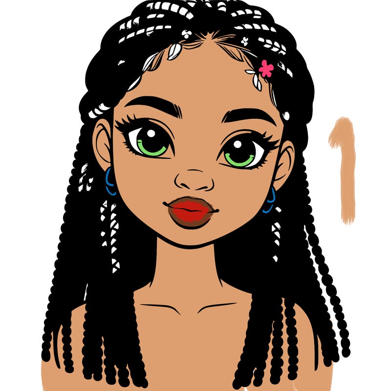 a realistic black girl with braids