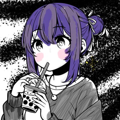 manga character drinking boba