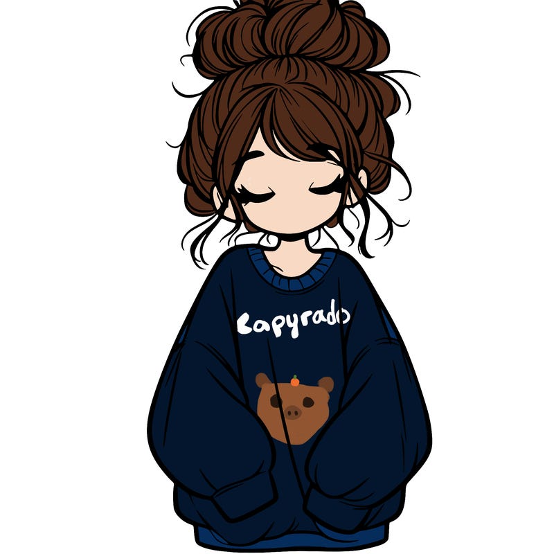 girl with baggy sweatshirt and messy bun