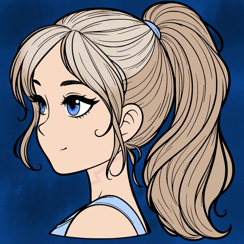 a realistic girl with a ponytail