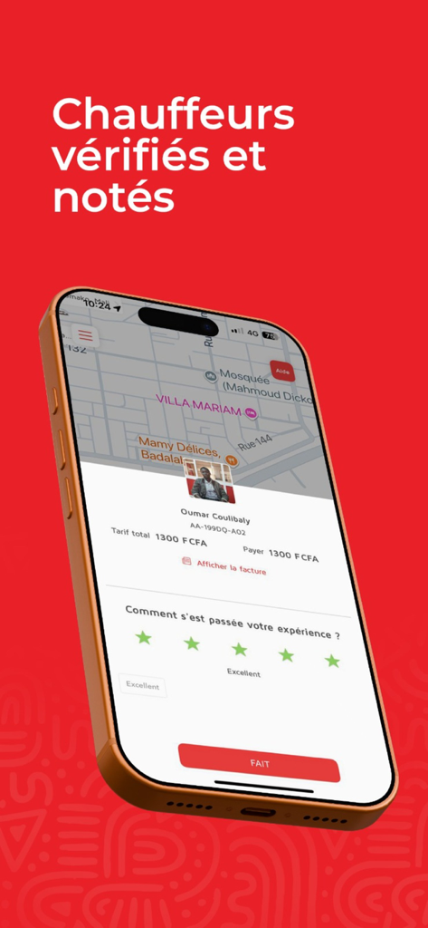 MOUV. - MOUV app interface for rating a verified driver with a five star system