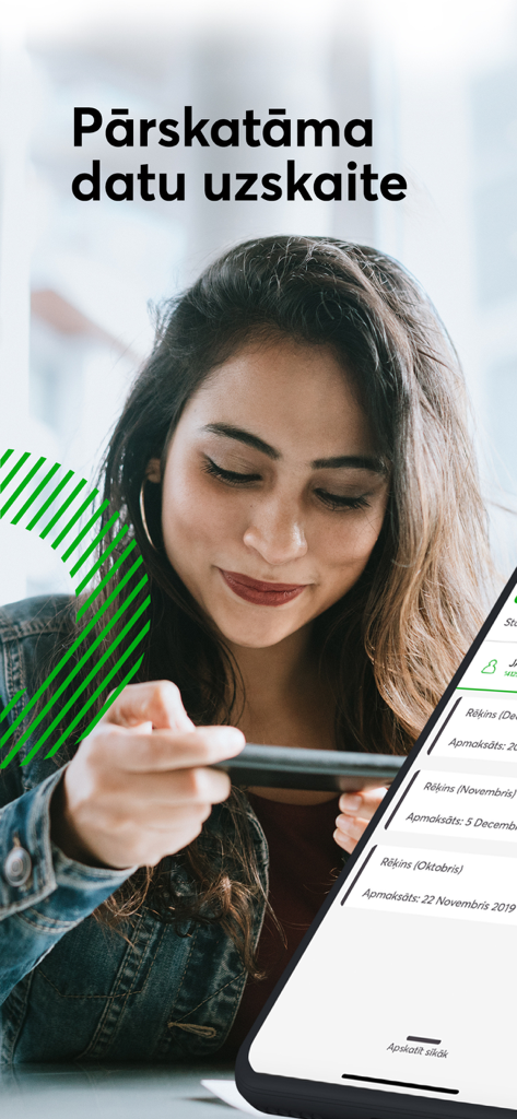 ManaBite - Woman viewing mobile data usage and billing history in the ManaBite app