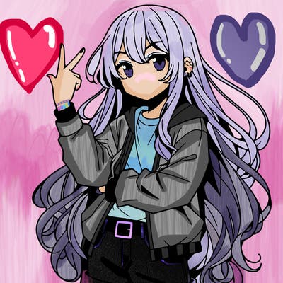 one anime girl with long hair and a cool pose