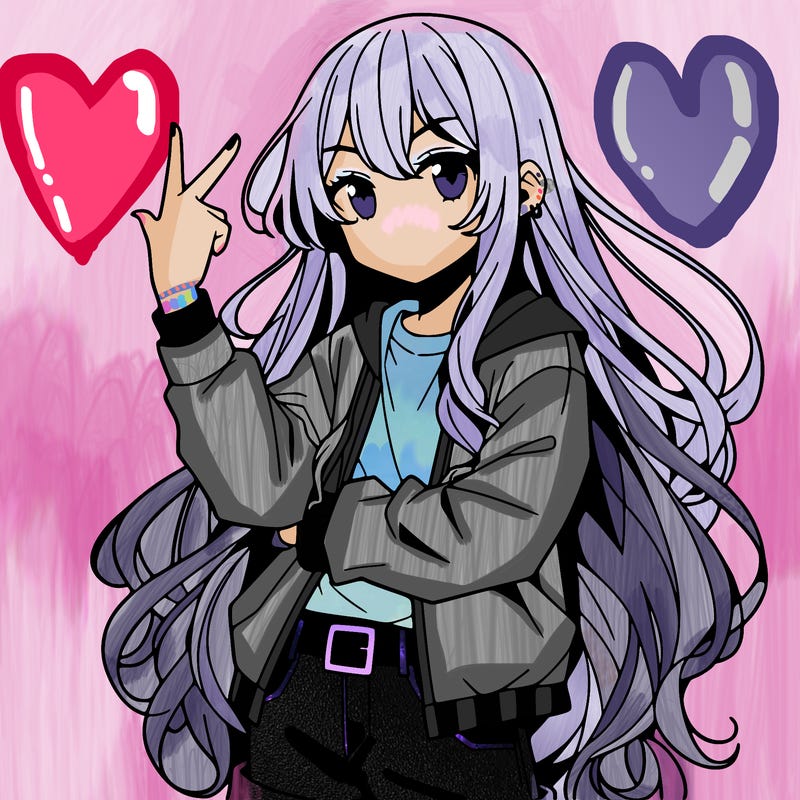 one anime girl with long hair and a cool pose