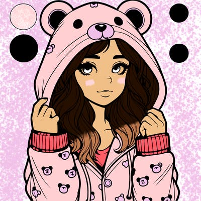 realistic girl in a animal pjs hoodie