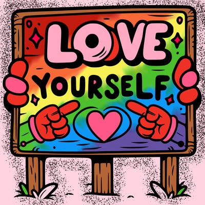 a sign where it is written: love yourself
