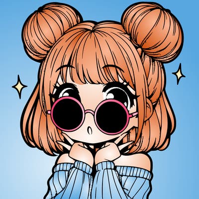manga girl with hairbuns and sun shape sunglasses