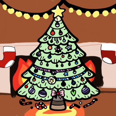 christmas tree with lots of details