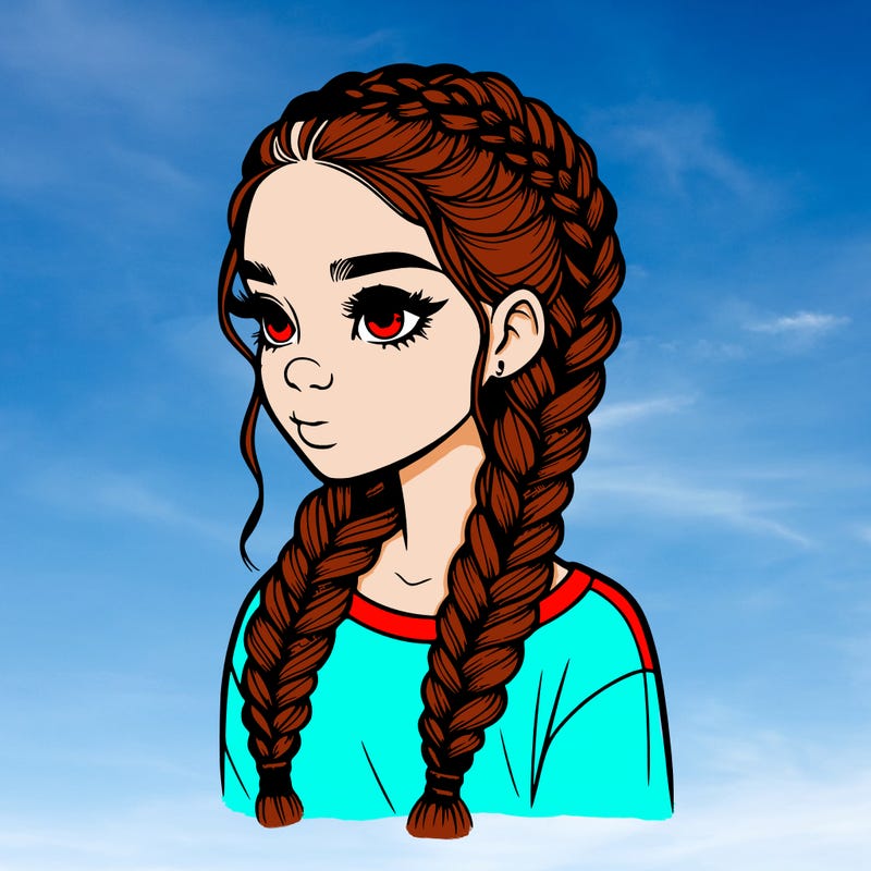 realistic girl with braids