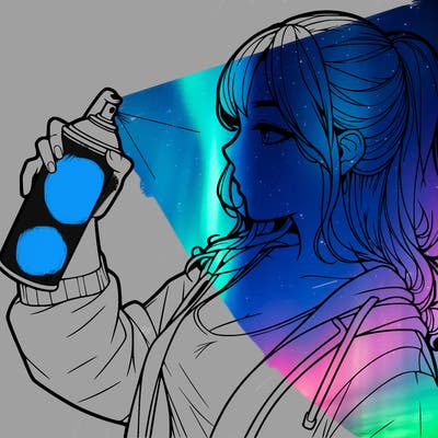 a realistic girl spray, painting