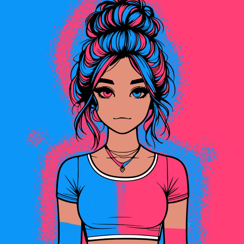 realistic girl with messy bun and croptop