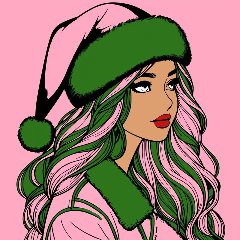 realistic girl in santa hat