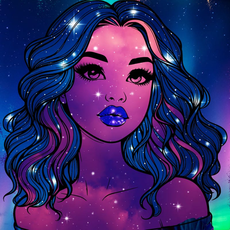 realistic girl with wavy hair and lips