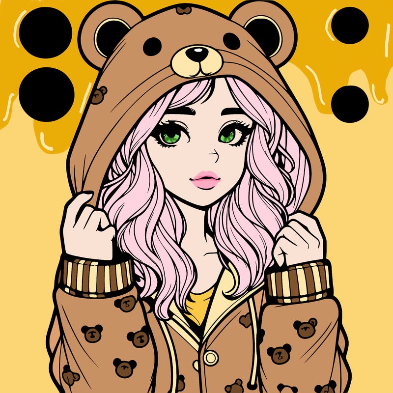 realistic girl in a animal pjs hoodie