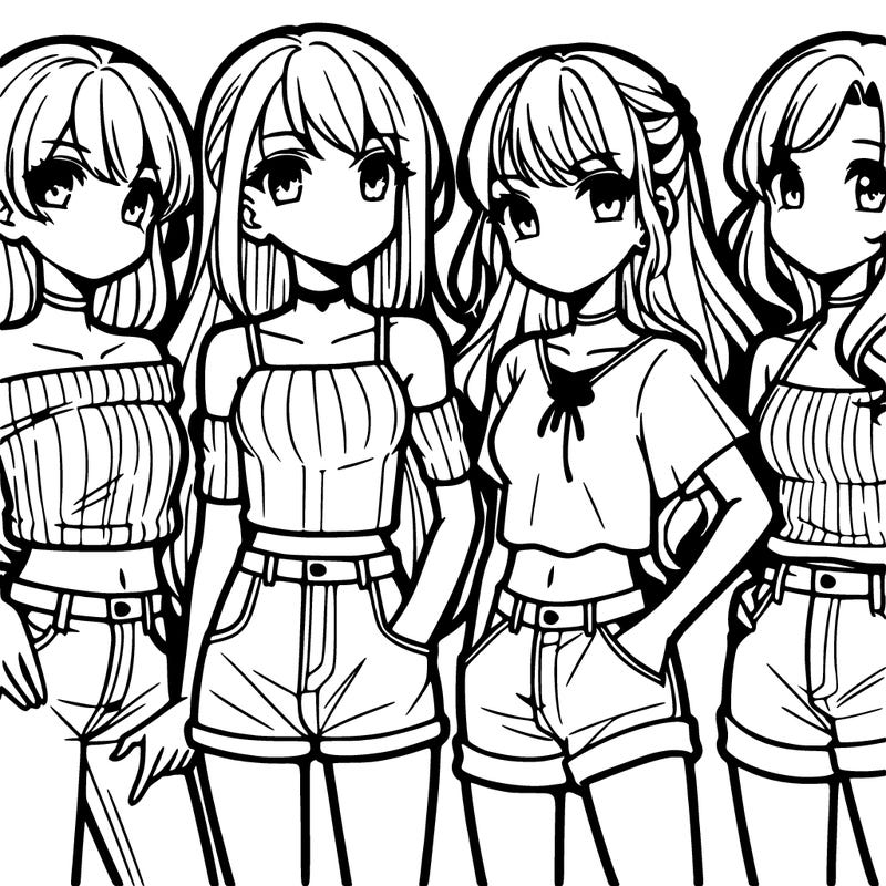 teen manga girls group of 4
