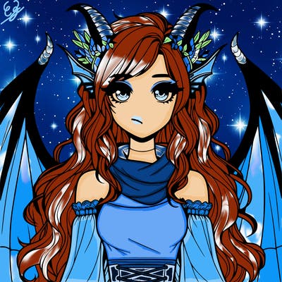 realistic girl with dragon wings horns and a tail