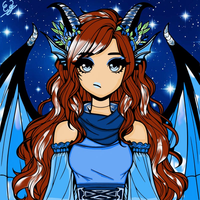 realistic girl with dragon wings horns and a tail