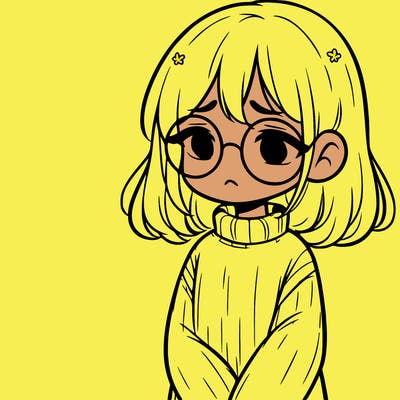 sad girl with glasses in a sweater