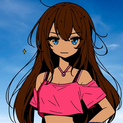 a cool anime girl with a crop top with long hair