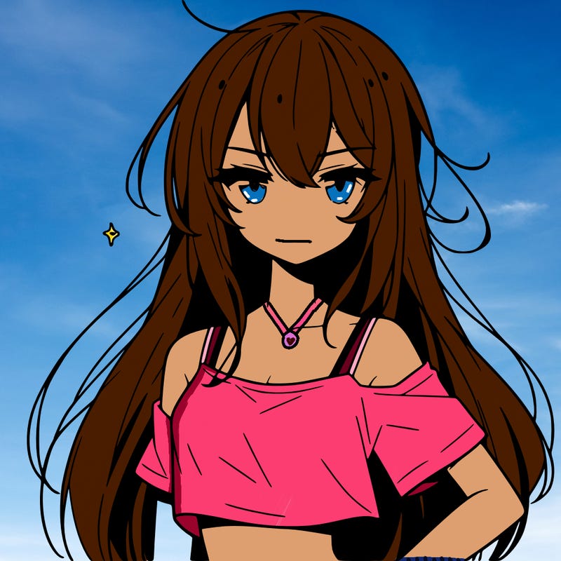 a cool anime girl with a crop top with long hair