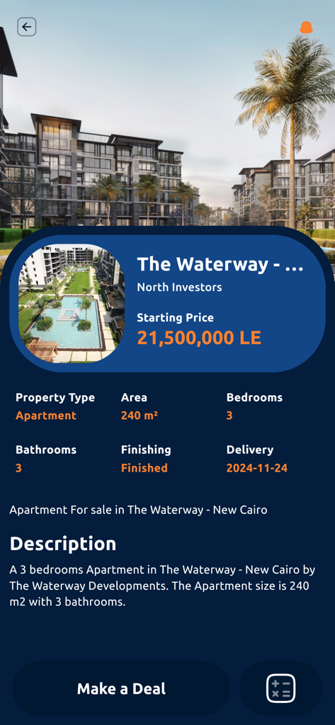 Dar | دار - Listado de apartamentos de lujo en Nuevo Cairo, Egipto, en la aplicación móvil inmobiliaria Dar