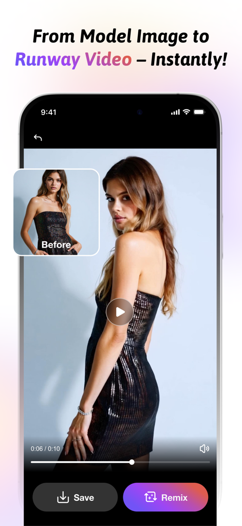 SellerPic - AIを使用して静止したモデル写真をダイナミックなランウェイビデオに変換するインターフェイス。