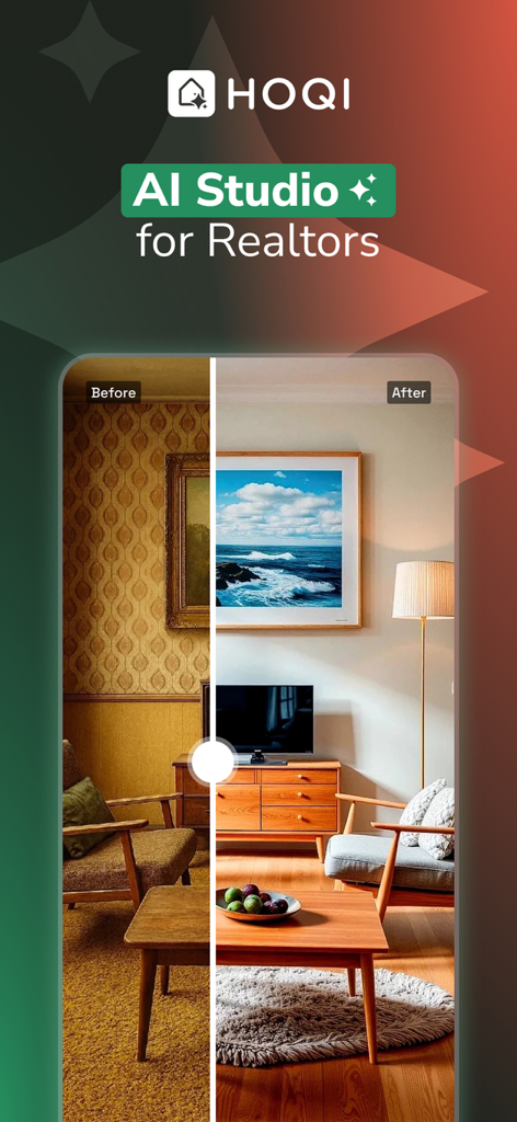 HOQI KI Home Staging Vorher-Nachher-Raumtransformation