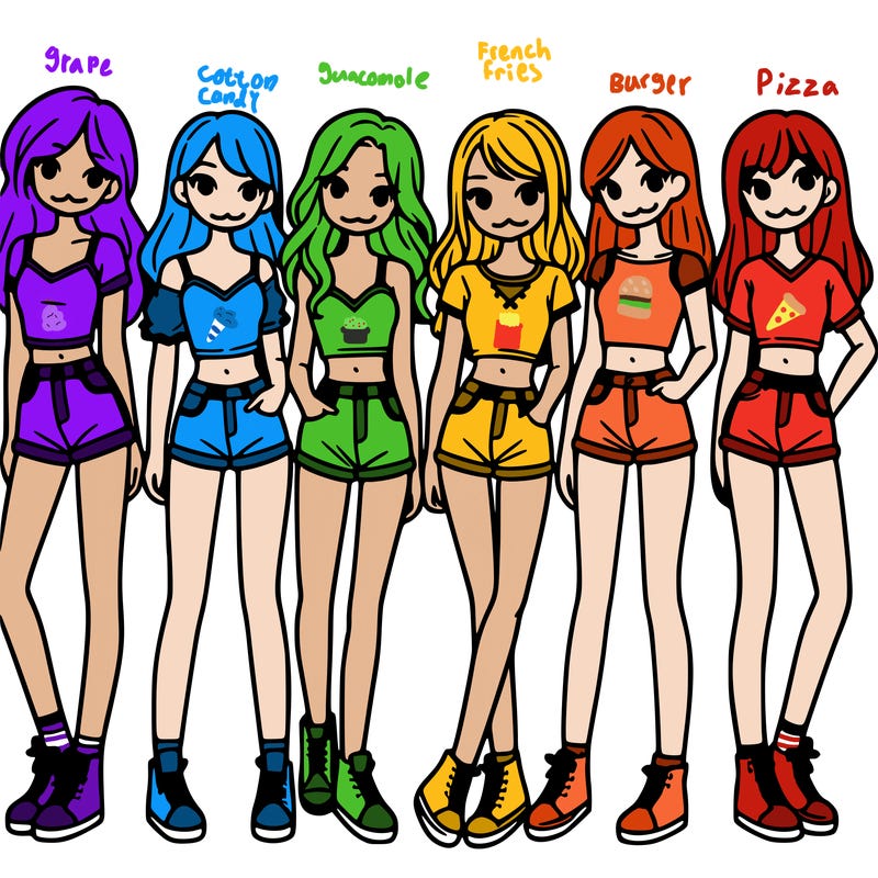 a group of girls wearing crop tops and shorts