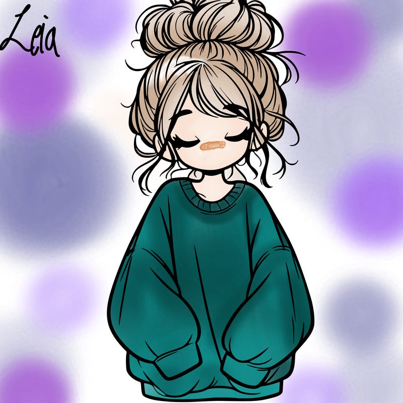 girl with baggy sweatshirt and messy bun
