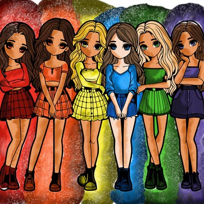 a group of girls realistic