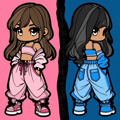 girl in crop top and baggy pants