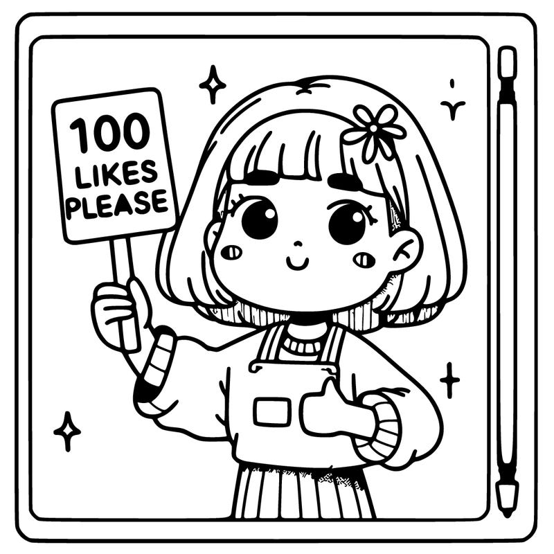 girl holding a sign saying 100 likes please