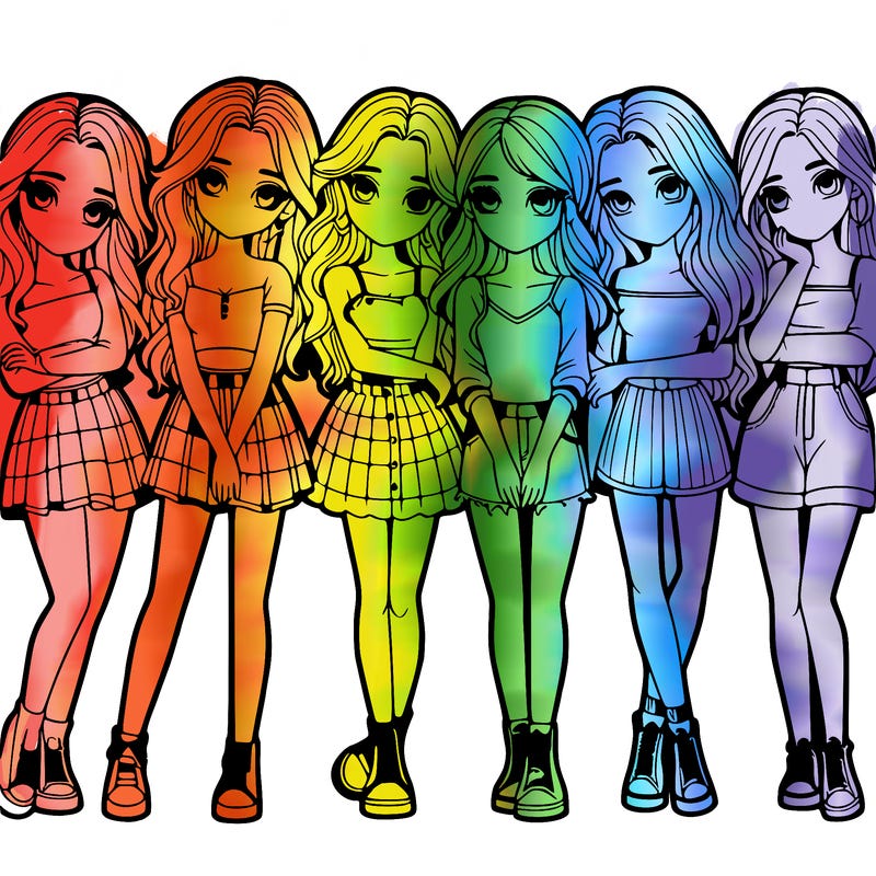 a group of girls realistic