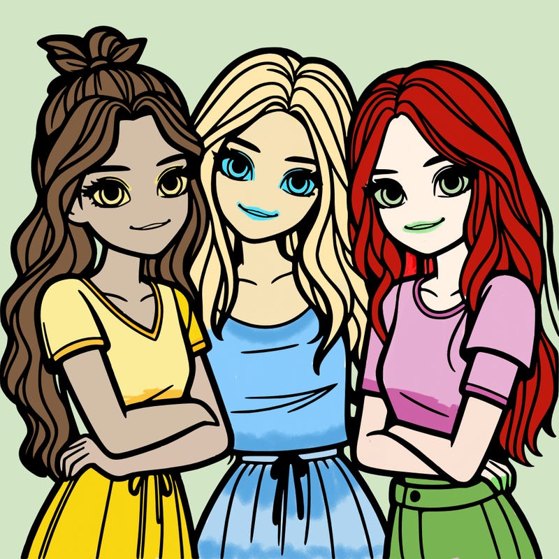 three girls together realistic