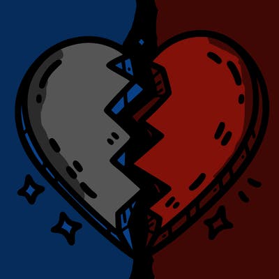 split in half heart