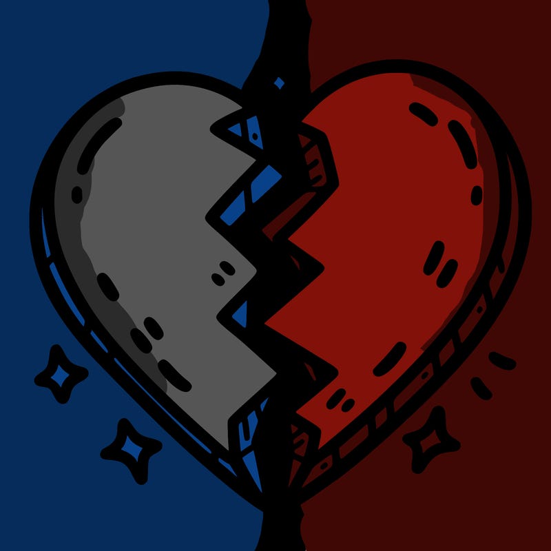 split in half heart