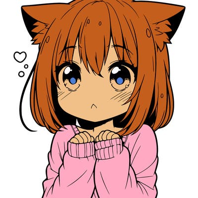 shy anime catgirl