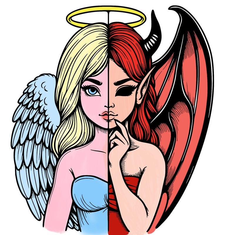 realistic angel half demon