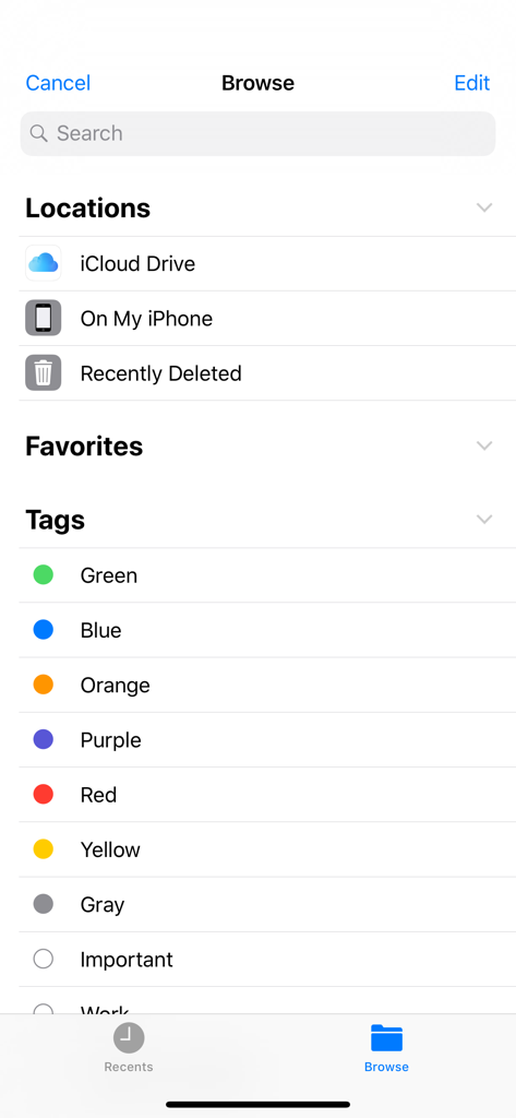 iEditor Pro – Text Code Editor - The file browser interface of iEditor Pro showing cloud storage locations and organizational tags