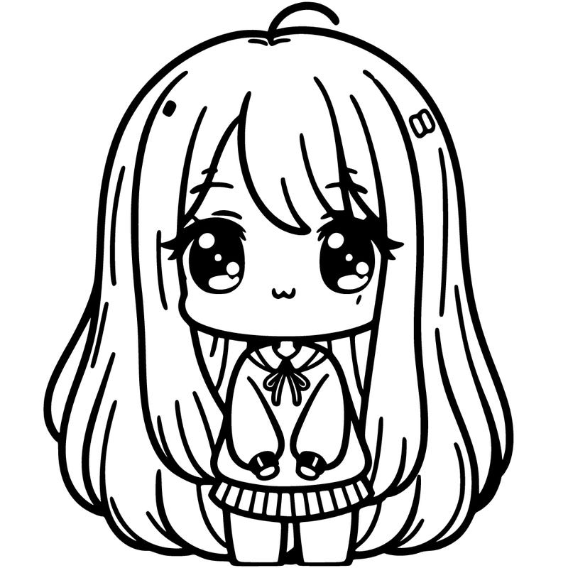 manga girl with long hair kawaii