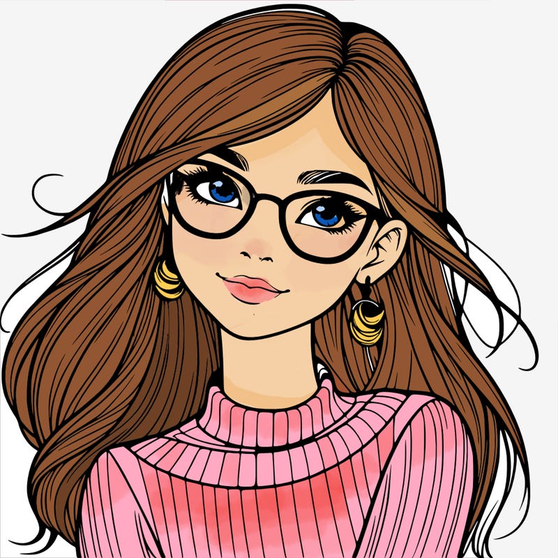realistic girl with glasses